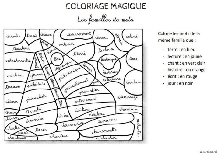 Coloriages Magiques Vocabulaire Coloriage Magique Familles De Mots ...