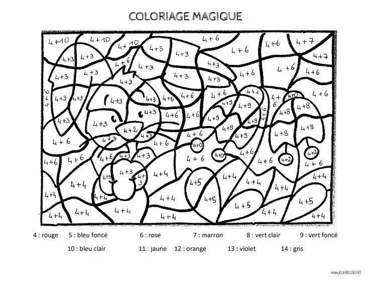 Coloriage magique, multiplications par 9 